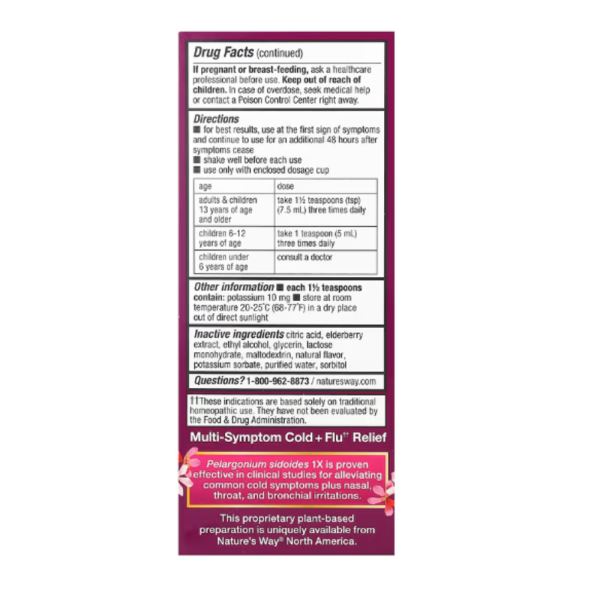Nature's Way, Umcka, Cold+Flu, Elderberry Soothing Syrup, Berry, 4 fl oz (120 ml)