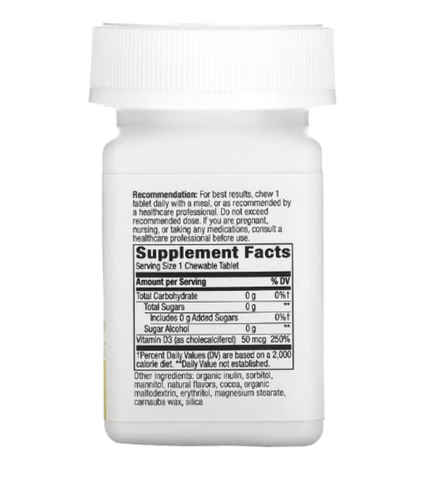 Nature's Way, Vitamin D3, Extra Strength, Chocolate, 50 mcg (2,000 IU), 90 Sugar-Free Tablets