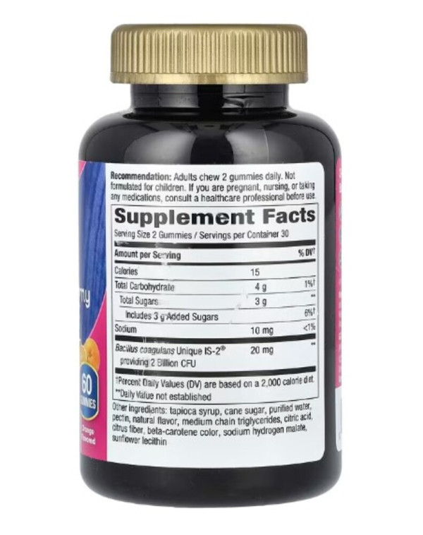 Nature's Way, Women's 3-in-1 Probiotic Gummy, Orange, 2 Billion CFU, 60 Gummies, (1 Billion CFU per Gummy)
