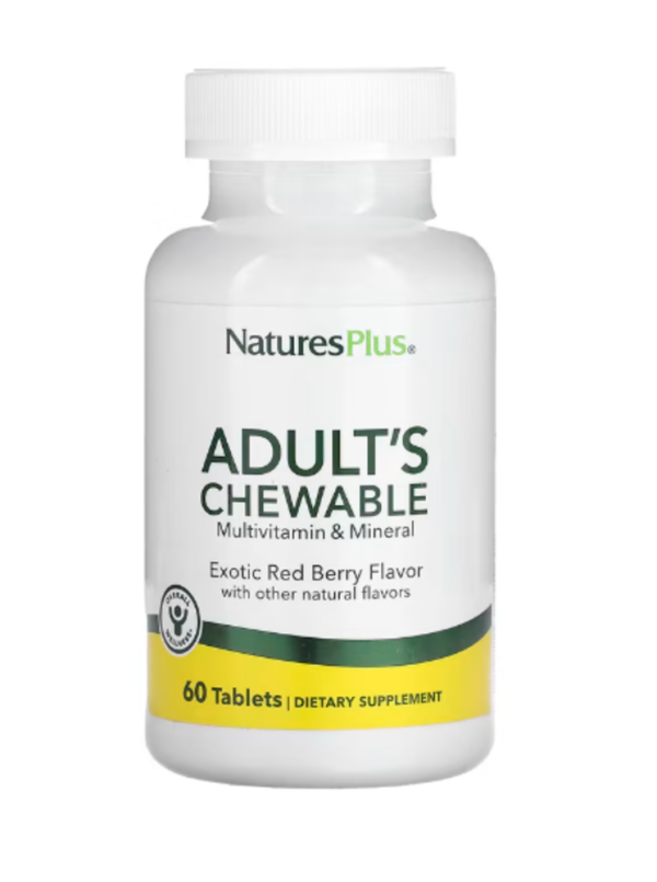 NaturesPlus, Adult's Chewable Multivitamin & Mineral, Exotic Red Berry , 60 Tablets