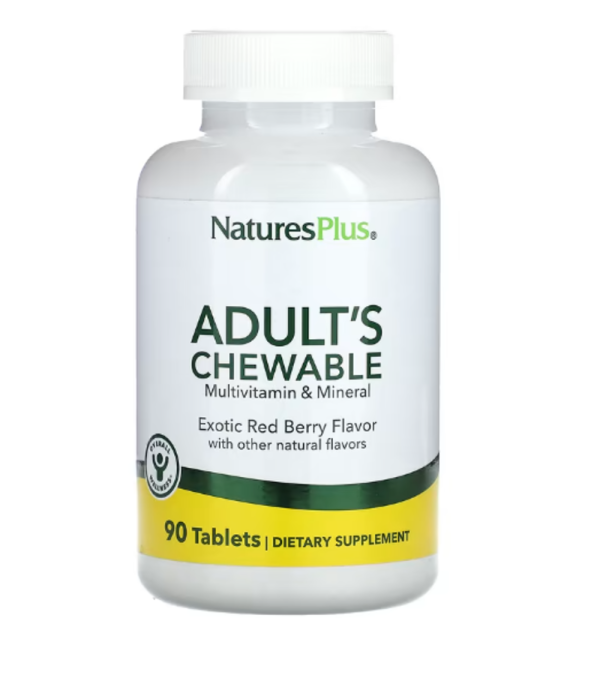NaturesPlus, Adult's Chewable Multivitamin & Mineral, Exotic Red Berry, 90 Tablets