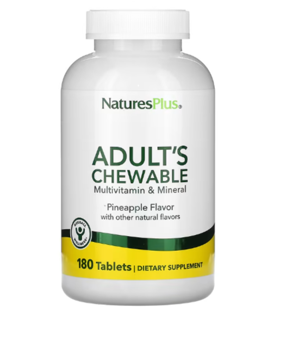 NaturesPlus, Adult's Chewable Multivitamin & Mineral, Pineapple, 180 Tablets