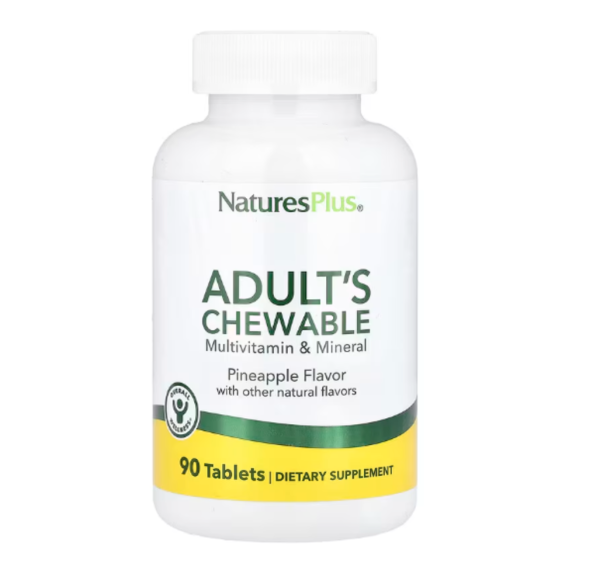 NaturesPlus, Adult's Chewable Multivitamin& Mineral, Pineapple, 90 Tablets