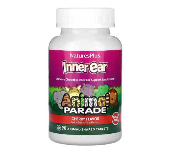 NaturesPlus, Animal Parade, Inner Ear, Children's Chewable, Cherry, 90 Animal-Shaped Tablets