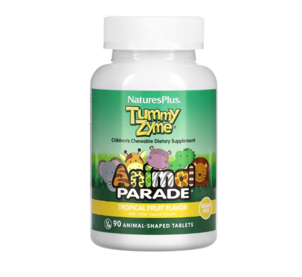 NaturesPlus, Animal Parade, Tummy Zyme, Tropical Fruit , 90 Animal-Shaped Tablets