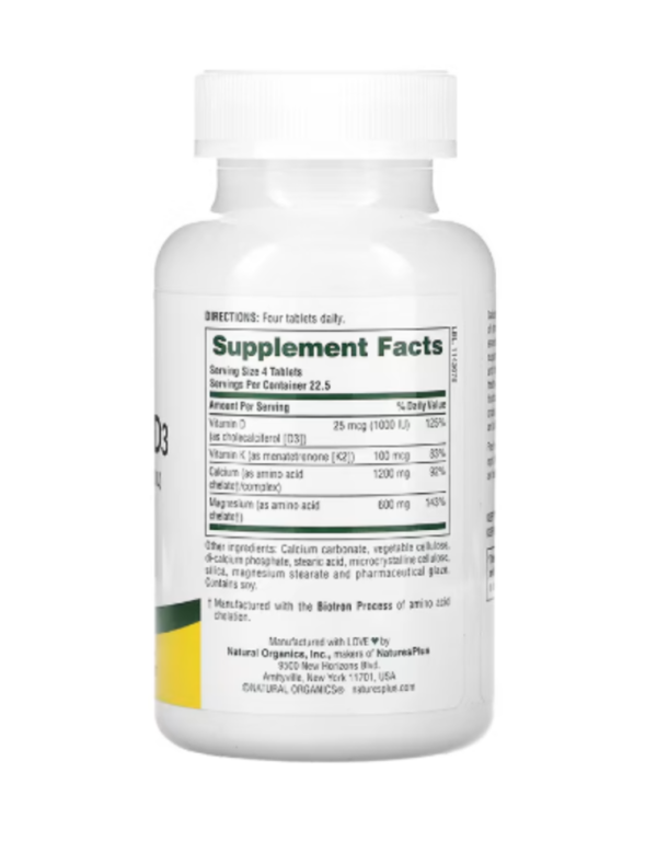 NaturesPlus, Cal/Mag/Vit D3 with Vitamin K2, 90 Tablets