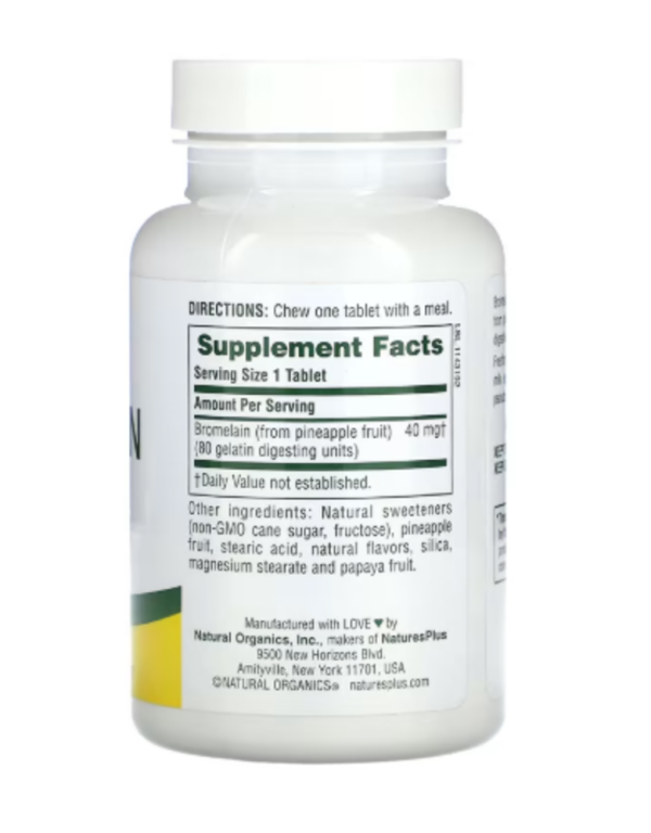 NaturesPlus, Chewable Bromelain, Pineapple, 40 mg, 180 Tablets
