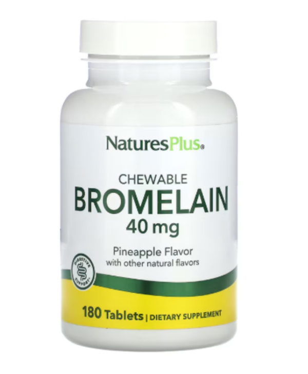 NaturesPlus, Chewable Bromelain, Pineapple, 40 mg, 180 Tablets