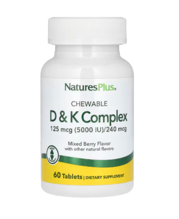 NaturesPlus, Chewable D & K Complex, Mixed Berry, 60 Tablets