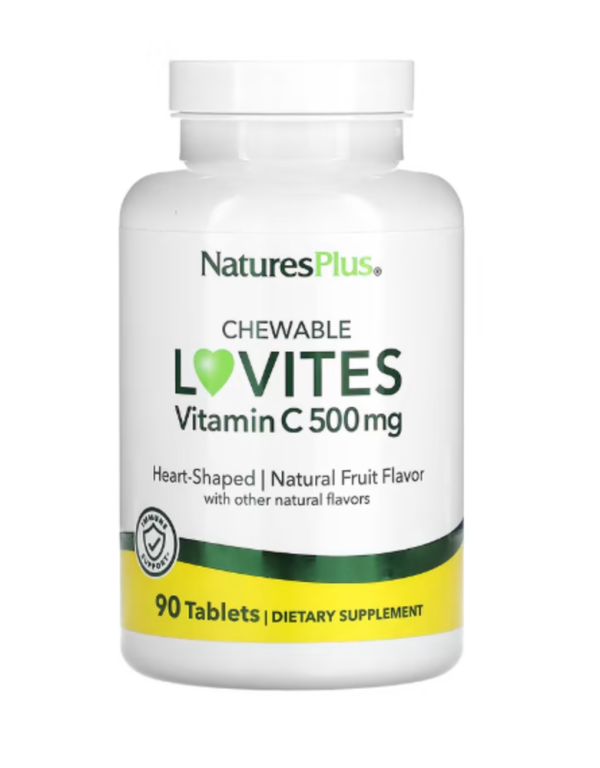 NaturesPlus, Chewable Lovites, Vitamin C, Natural Fruit, 500 mg, 90 Tablets