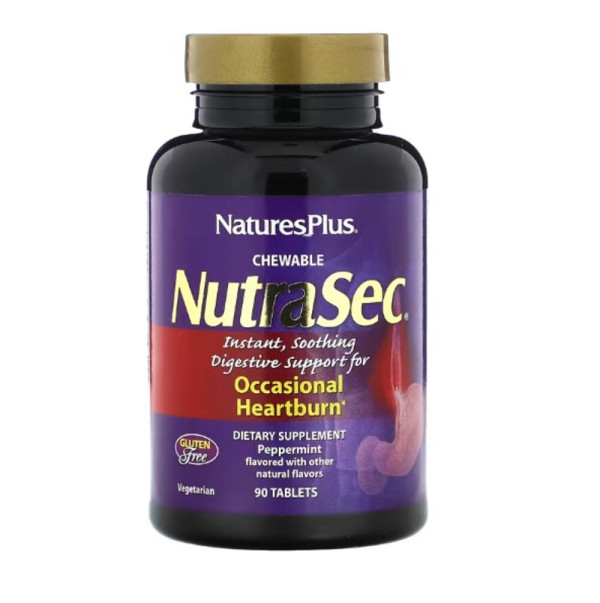 NaturesPlus, Chewable NutraSec, Peppermint, 90 Tablets