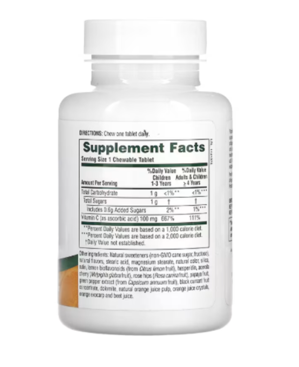 NaturesPlus, Chewable Orange Juice Jr, Vitamin C, Natural Orange, 100 mg, 90 Tablets