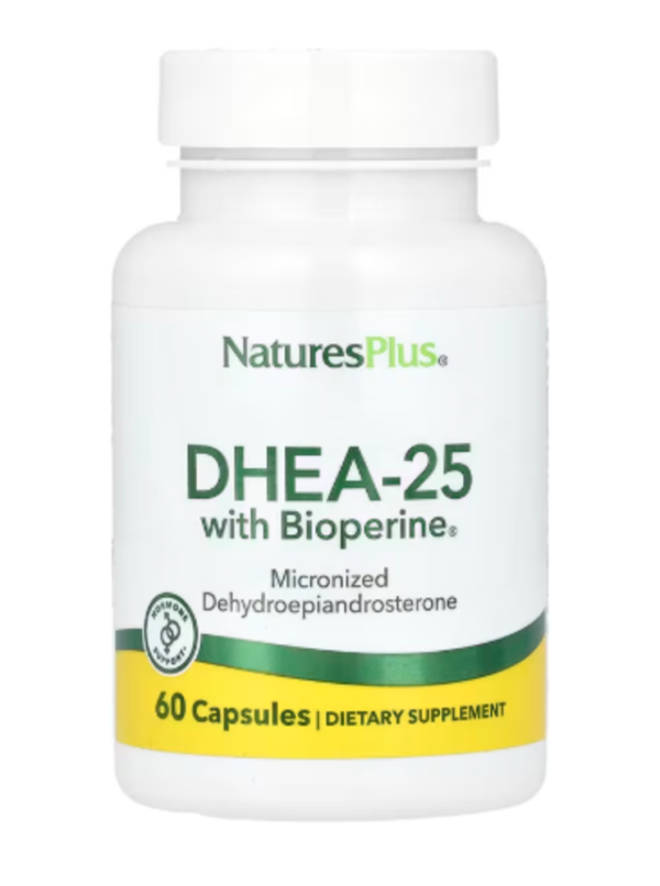 NaturesPlus, DHEA-25 with Bioperine®, 60 Capsules