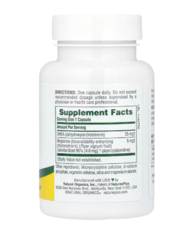 NaturesPlus, DHEA-25 with Bioperine®, 60 Capsules