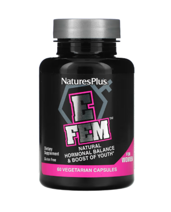 NaturesPlus, E Fem for Women, Natural Hormonal Balance & Boost of Youth, 60 Vegetarian Capsules
