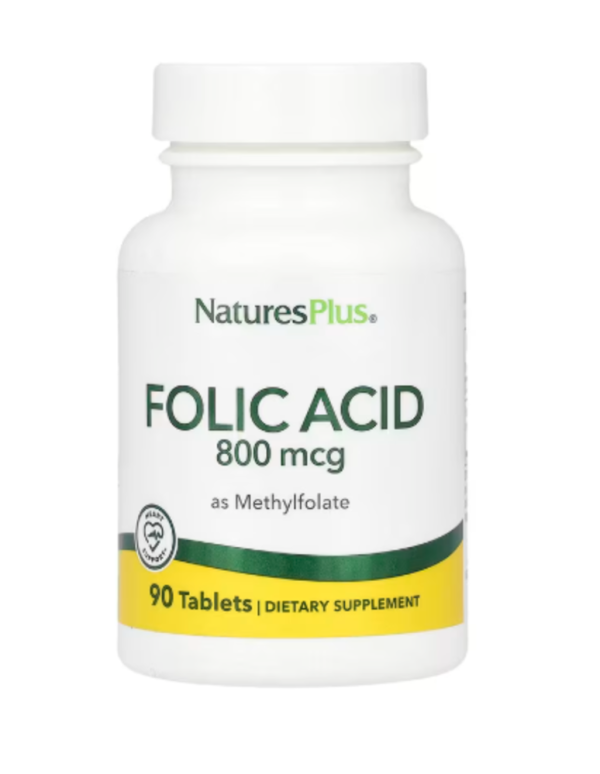 NaturesPlus, Folic Acid as Methylfolate , 800 mcg, 90 Tablets