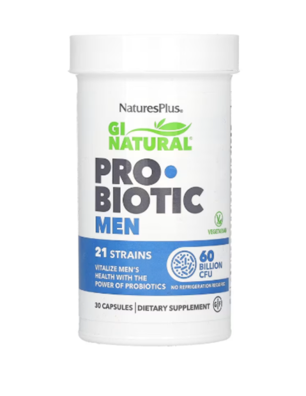 NaturesPlus, GI Natural, Probiotic Men, 60 Billion CFU, 30 Capsules