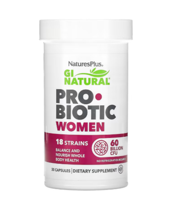 NaturesPlus, GI Natural Probiotic Women, 60 Billion CFU, 30 Capsules