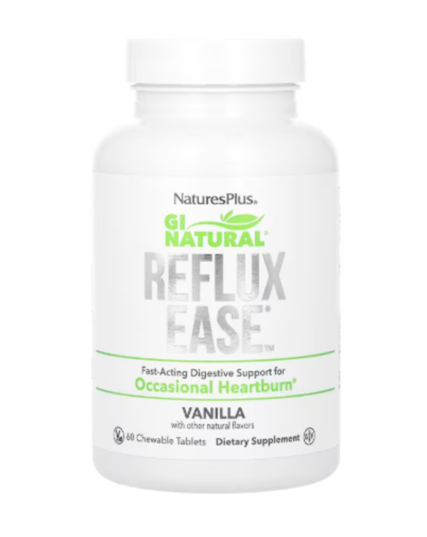 NaturesPlus, Gi Natural, Reflux Ease, Vanila, 60 Chewable Tablets