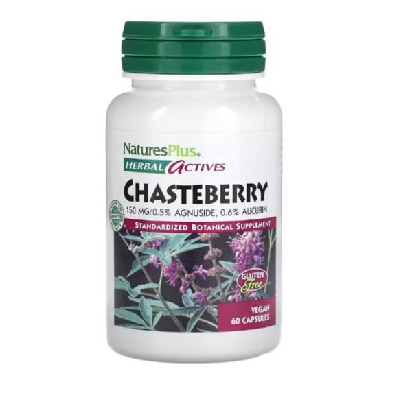 NaturesPlus, Herbal Actives, Chasteberry, 150 mg, 60 Vegan Capsules