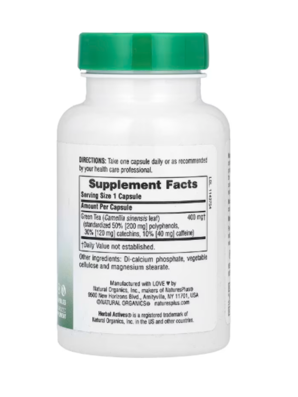 NaturesPlus, Herbal Actives, Green Tea, 400 mg, 60 Capsules