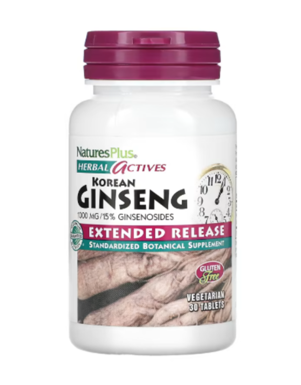 NaturesPlus, Herbal Actives, Korean Ginseng, Extended Release, 1,000 mg, 30 Vegetarian Tablets