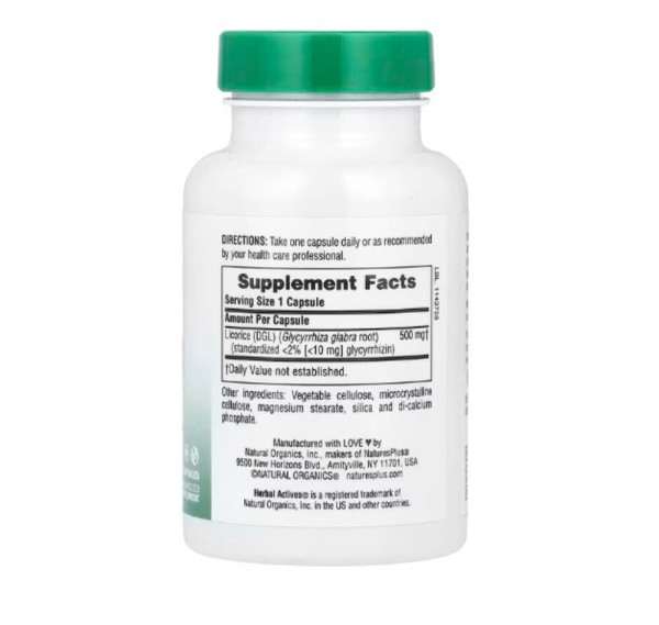 NaturesPlus, Herbal Actives, Licorice (DGL), 500 mg, 60 Vegan Capsules