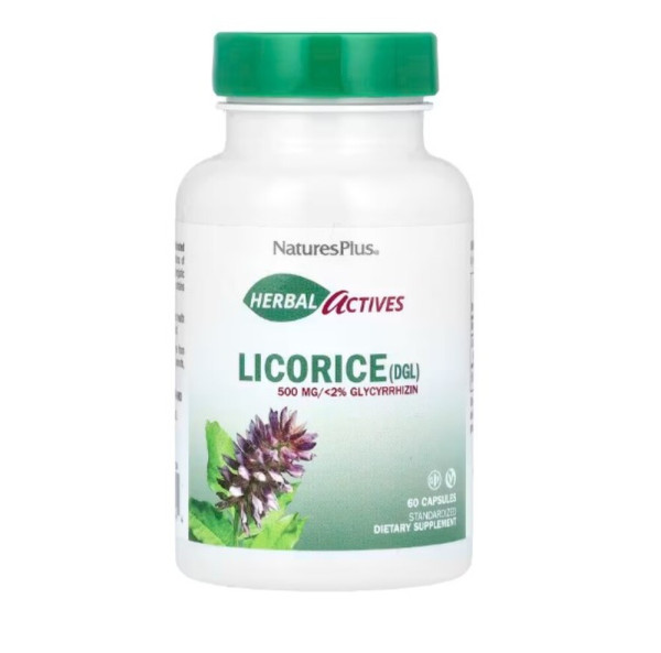 NaturesPlus, Herbal Actives, Licorice (DGL), 500 mg, 60 Vegan Capsules