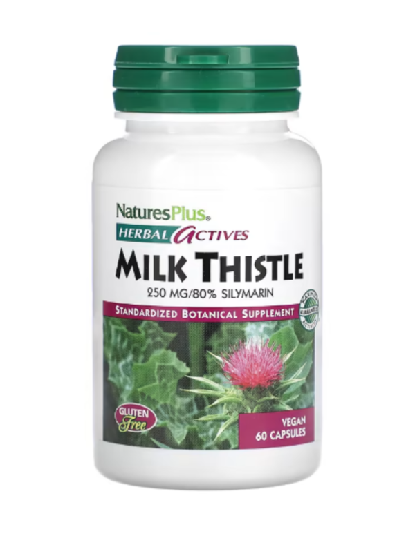 NaturesPlus, Herbal Actives, Milk Thistle, 250 mg, 60 Vegan Capsules
