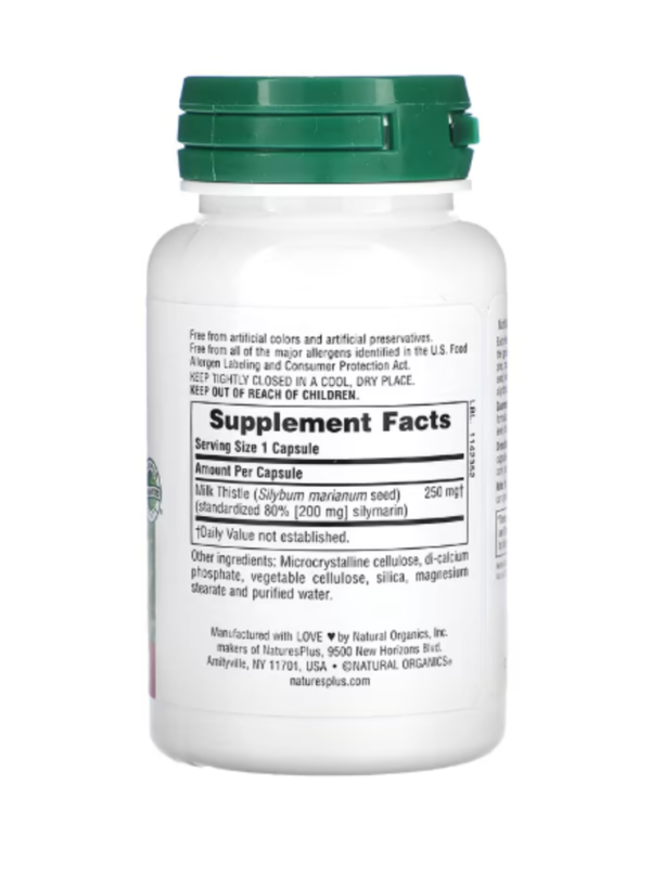 NaturesPlus, Herbal Actives, Milk Thistle, 250 mg, 60 Vegan Capsules