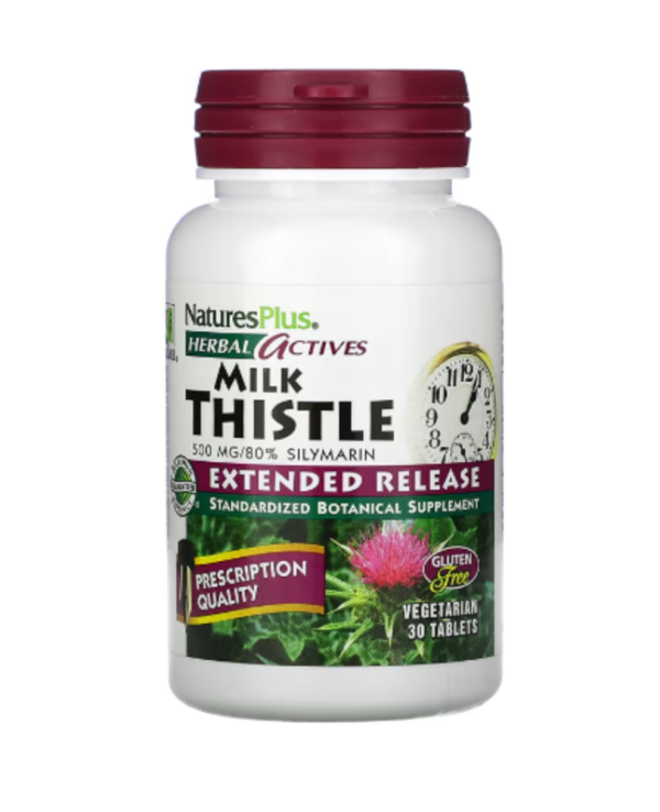 NaturesPlus, Herbal Actives, Milk Thistle, Extended Release, 500 mg, 30 Tablets