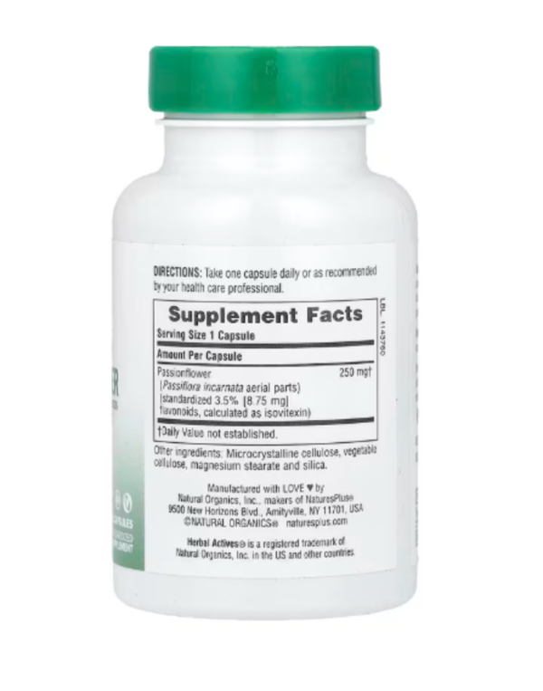 NaturesPlus, Herbal Actives, Passion Flower, 250 mg, 60 Capsules