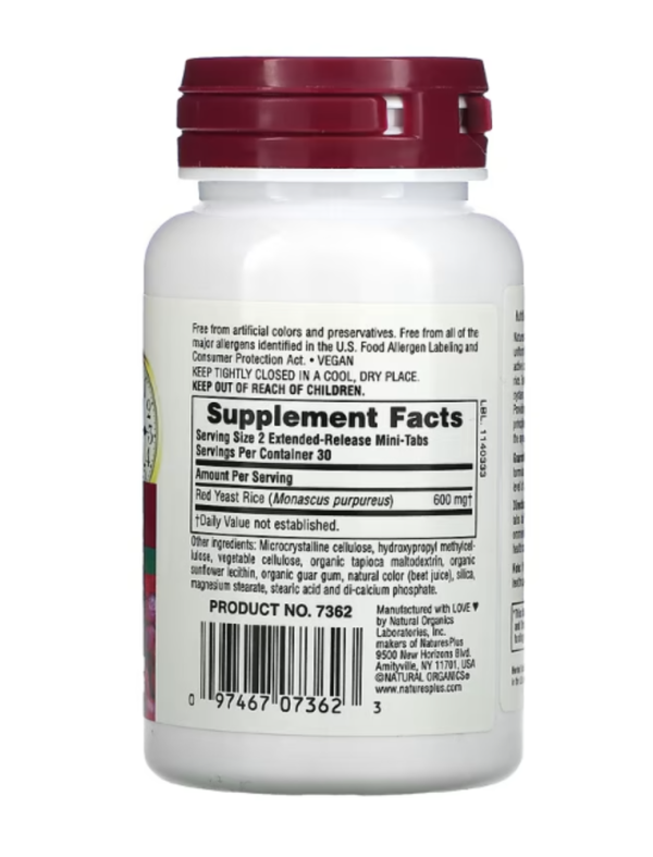NaturesPlus, Herbal Actives, Red Yeast Rice, 600 mg, 60 Mini-Tablets (300 mg per Tablet)
