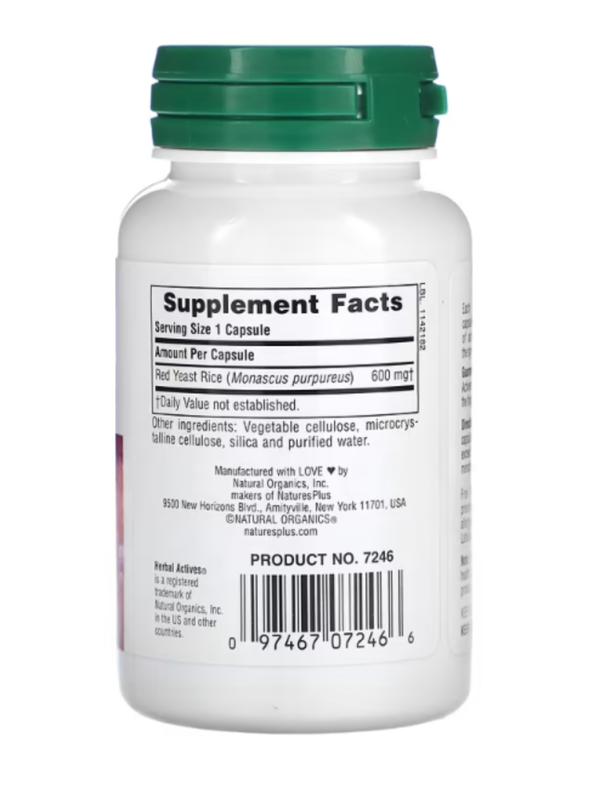 NaturesPlus, Herbal Actives, Red Yeast Rice, 600 mg, 60 Vegan Capsules