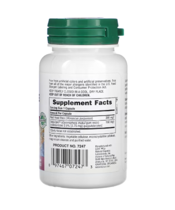 NaturesPlus, Herbal Actives, Red Yeast Rice Gugulipid, 450 mg, 60 Vegan Capsules