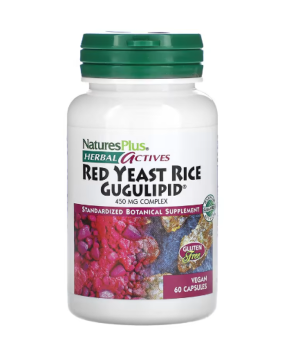 NaturesPlus, Herbal Actives, Red Yeast Rice Gugulipid, 450 mg, 60 Vegan Capsules