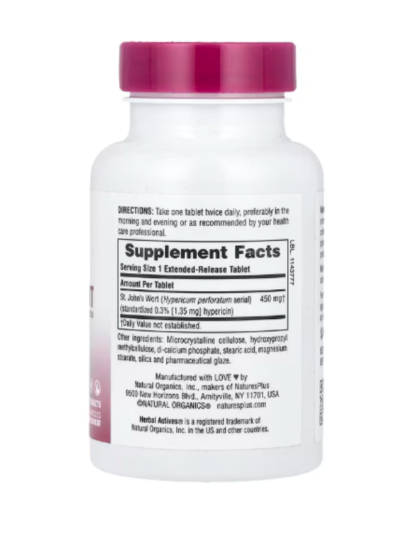 NaturesPlus, Herbal Actives, St. John's Wort, 450 mg, 60 Tablets