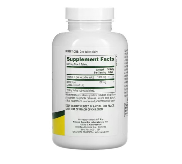 NaturesPlus, High Potency Vitamin C With Rosehips , 1,000 mg, 180 Tablets