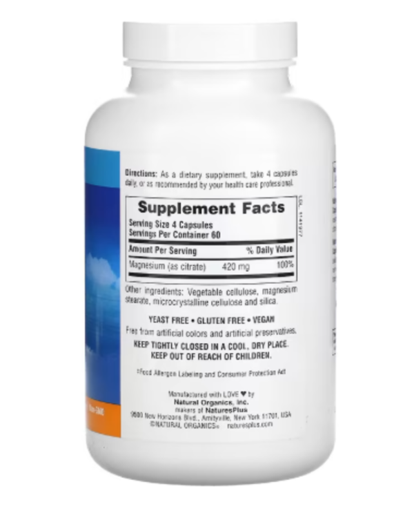 NaturesPlus, KalmAssure, Magnesium, 420 mg, 240 Vegan Capsules (105 mg per Capsule)