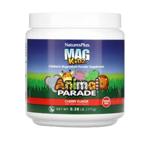 NaturesPlus, Mag Kidz, Animal Parade, Children's Magnesium Powder Supplement, Cherry, 0.38 lb (171 g)