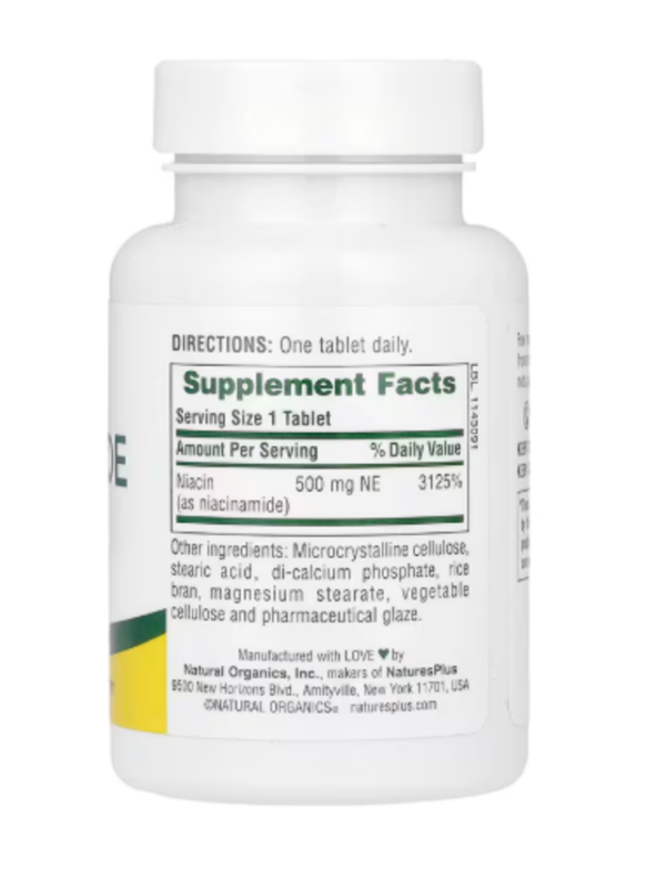 NaturesPlus, Niacinamide, 500 mg, 90 Tablets