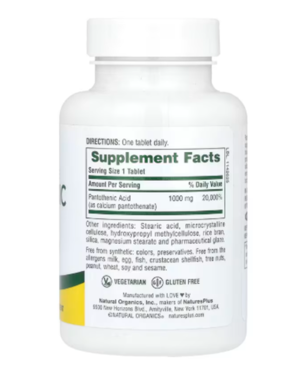 NaturesPlus, Pantothenic Acid, 1,000 mg, 60 Tablets
