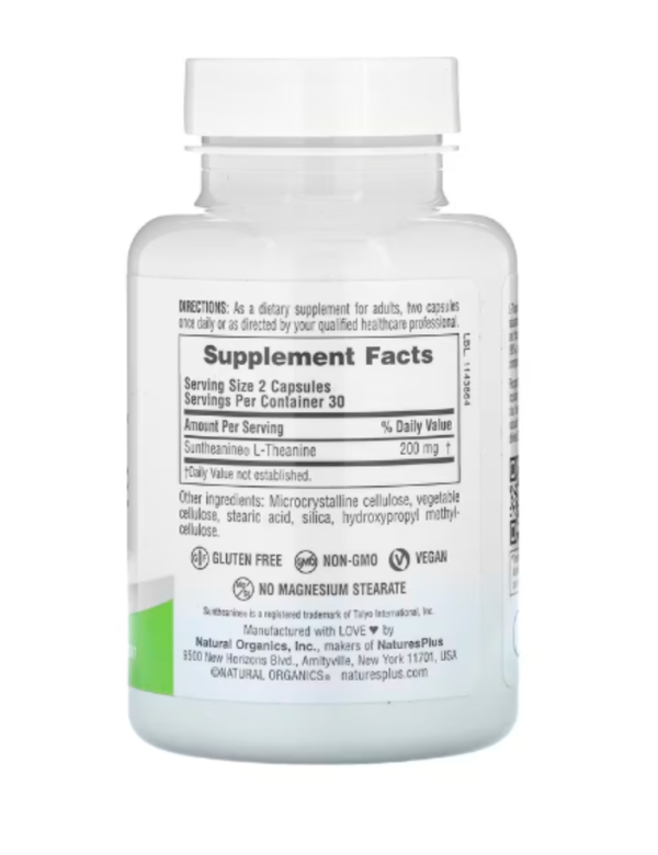 NaturesPlus, Pro, Suntheanine L-Theanine 200, 100 mg, 60 Capsules