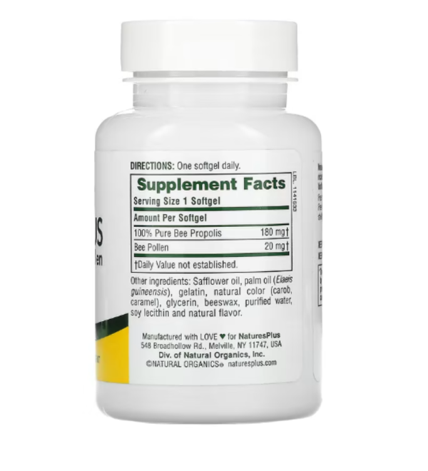 NaturesPlus, Propolplus, Propolis withBee Pollen, 60 Softgels