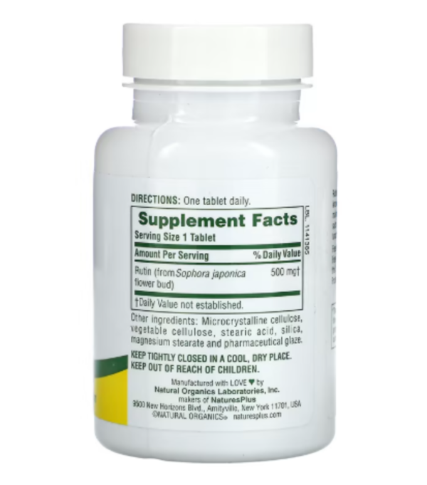 NaturesPlus, Rutin, 500 mg, 60 Tablets