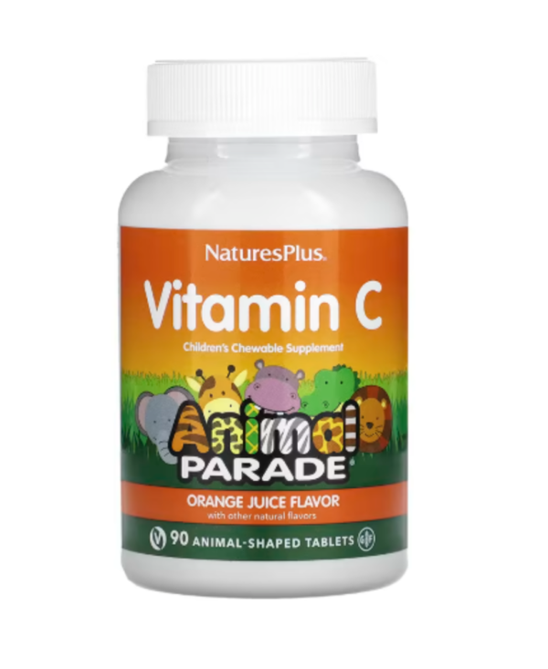 NaturesPlus, Source of Life, Animal Parade, Vitamin C, Orange Juice, 90 Animal-Shaped Tablets