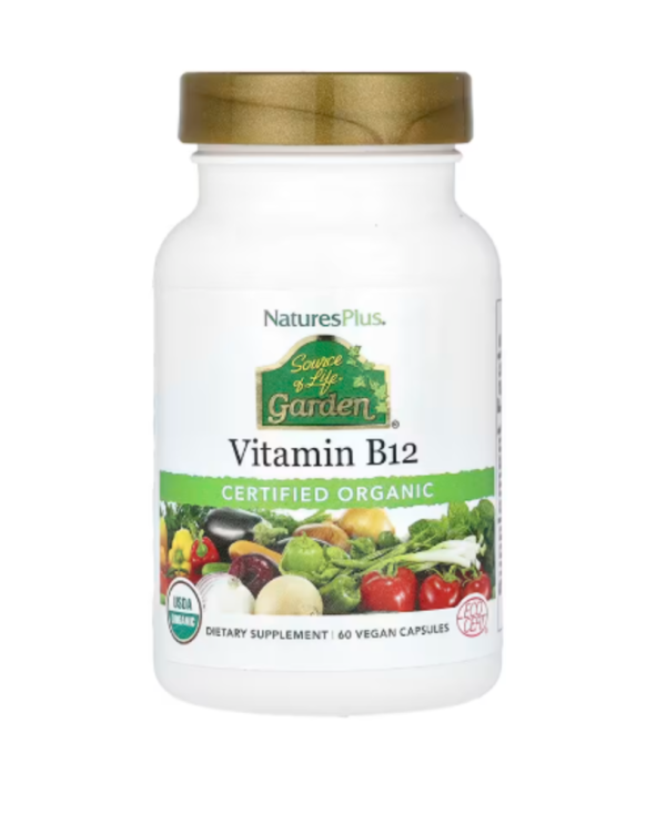 NaturesPlus, Source of Life® Garden, Certified Organic Vitamin B12, 60 Vegan Capsules