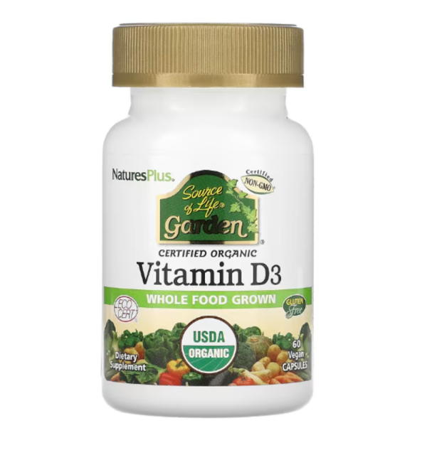 NaturesPlus, Source of Life, Garden, Organic Vitamin D3, 60 Vegan Capsules