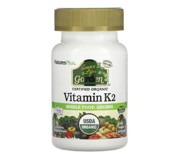 NaturesPlus, Source of Life, Garden, Organic Vitamin K2, 60 Vegan Caps