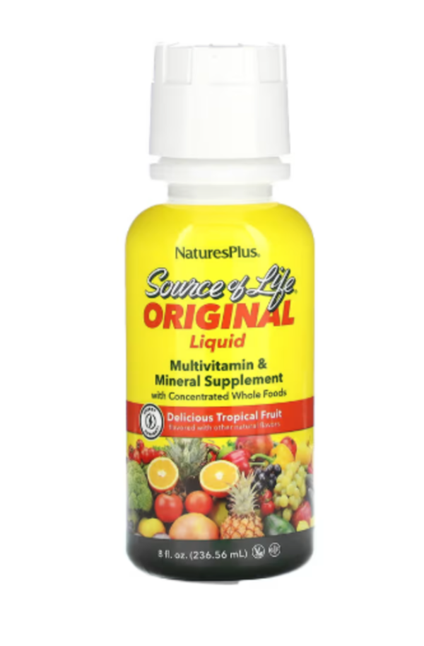 NaturesPlus, Source of Life, Original Liquid Multivitamin & Mineral Supplement, Delicious Tropical Fruit, 8 fl oz (236.56 ml)